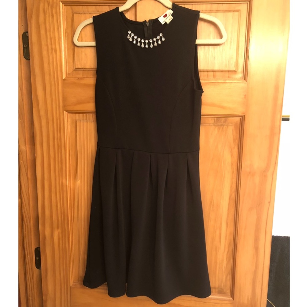 Black Dress with Rhinestone Neckline